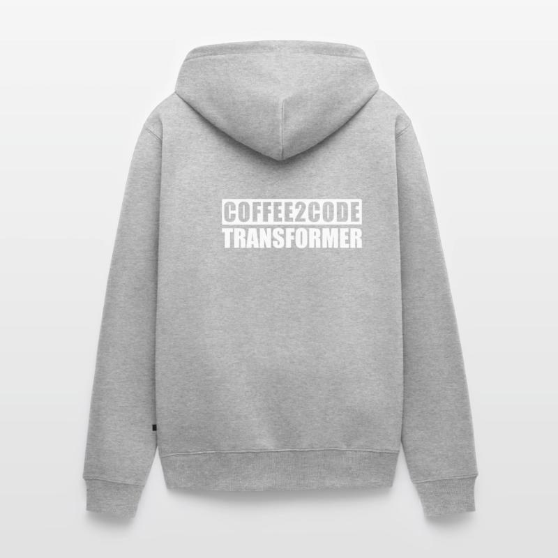 Kaffee 2 Code Transformer Programmierer IT Shirt Unisex Premium Bio Zip Hoodie
