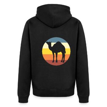 Chameau, nature, faune, animal du désert, vintage - Veste à capuche bio Premium Unisexe - noir - Dos - Nico (187cm)