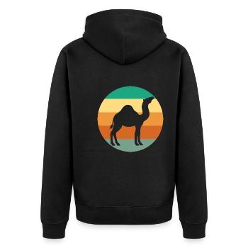 Un dicton amusant, un chameau vintage, un animal - Veste à capuche bio Premium Unisexe - noir - Dos - Nico (187cm)