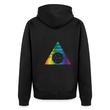 Volleyball Geschenk - Unisex Premium Bio Zip Hoodie - Schwarz - Hinten - Nico (187cm)