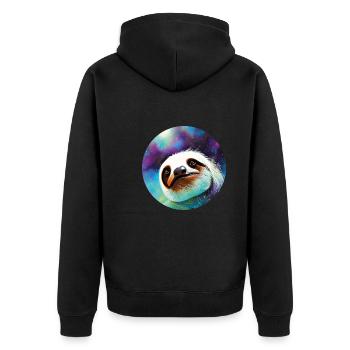 Faultier Galaxy - Unisex Premium Bio Zip Hoodie - Schwarz - Hinten - Nico (187cm)