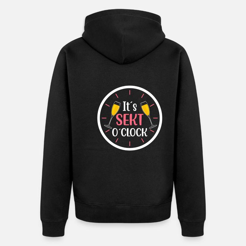 It s Sekt o clock - Unisex Premium Bio Zip Hoodie - Schwarz
