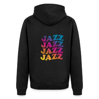 Jazz Retro - Unisex Premium Bio Zip Hoodie - Schwarz - Hinten - Nico (187cm)