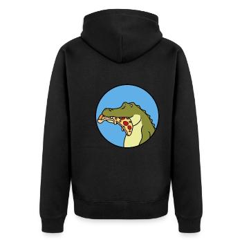 Pizza et alligators, animaux sauvages, crocodiles - Veste à capuche bio Premium Unisexe - noir - Dos - Nico (187cm)