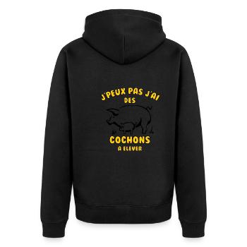 J’peux pas j’ai des cochons à élever - Veste à capuche bio Premium Unisexe - noir - Dos - Nico (187cm)