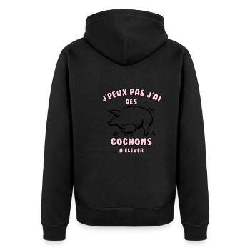 J’peux pas j’ai cochons à élever - Veste à capuche bio Premium Unisexe - noir - Dos - Nico (187cm)