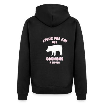 J’peux pas j’ai cochons à élever - Veste à capuche bio Premium Unisexe - noir - Dos - Nico (187cm)
