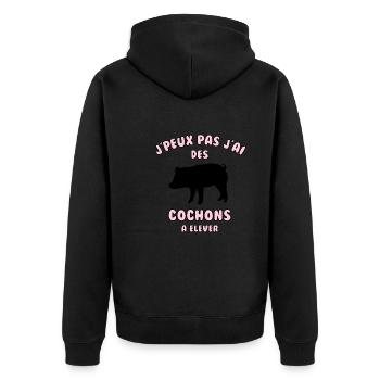 J’peux pas j’ai cochons à élever - Veste à capuche bio Premium Unisexe - noir - Dos - Nico (187cm)