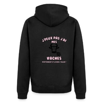 J’peux pas j’ai mes vaches qui m’attendent - Veste à capuche bio Premium Unisexe - noir - Dos - Nico (187cm)