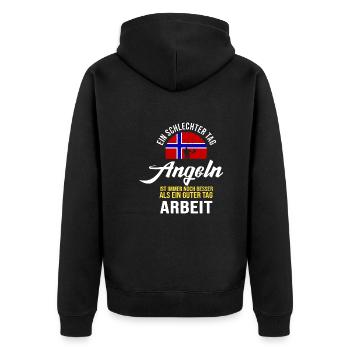 Angeln ein guter Tag - Unisex Premium Bio Zip Hoodie - Schwarz - Hinten - Nico (187cm)