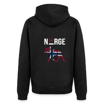 Norge Love - Unisex Premium Bio Zip Hoodie - Schwarz - Hinten - Nico (187cm)