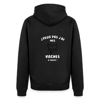 J’peux pas j’ai mes vaches à traire - Veste à capuche bio Premium Unisexe - noir - Dos - Nico (187cm)