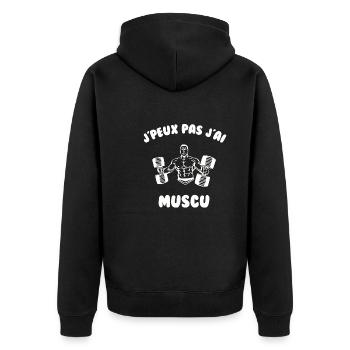 J’peux pas j’ai muscu - Veste à capuche bio Premium Unisexe - noir - Dos - Nico (187cm)
