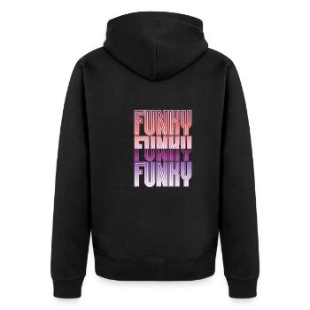 Funky Vintage - Unisex Premium Organic Zip Hoodie - black - Back - Nico (187cm)