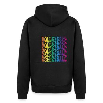 Volleyball Retro - Unisex Premium Bio Zip Hoodie - Schwarz - Hinten - Nico (187cm)