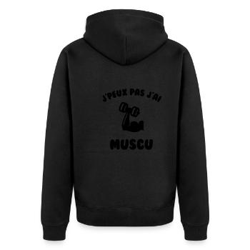 J’peux pas j’ai muscu - Veste à capuche bio Premium Unisexe - noir - Dos - Nico (187cm)