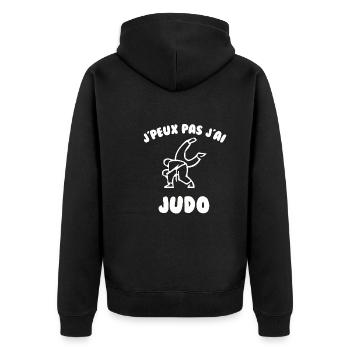 J’peux pas j’ai judo - Veste à capuche bio Premium Unisexe - noir - Dos - Nico (187cm)