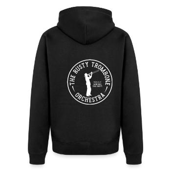 Rusty Trombone Orchestra, Funny Adult Humor - Unisex Premium Bio Zip Hoodie - Schwarz - Hinten - Nico (187cm)