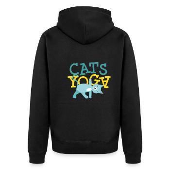 Cats Yoga Katzenfreund - Unisex Premium Bio Zip Hoodie - Schwarz - Hinten - Nico (187cm)
