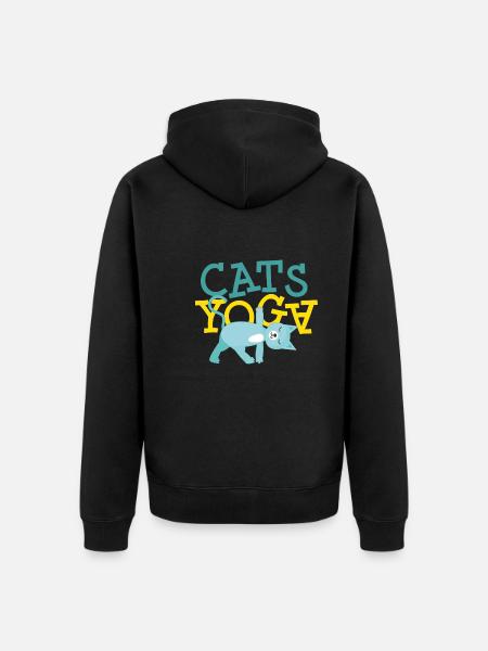 Cats Yoga Katzenfreund - Unisex Premium Bio Zip Hoodie - Schwarz