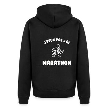 J’peux pas j’ai marathon - Veste à capuche bio Premium Unisexe - noir - Dos - Nico (187cm)
