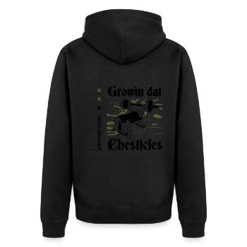 Workout im Fitnessstudio - Unisex Premium Bio Zip Hoodie - Schwarz - Hinten - Nico (187cm)