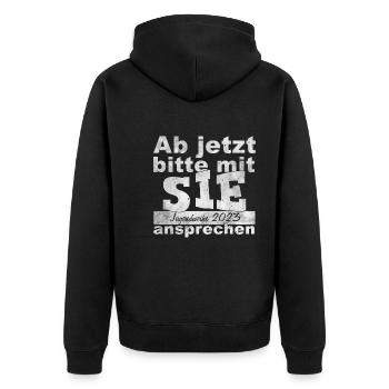 Jugendweihe 2023 - Unisex Premium Bio Zip Hoodie - Schwarz - Hinten - Nico (187cm)