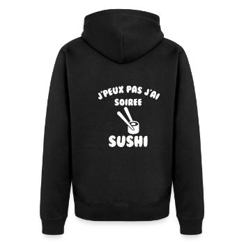 Soirée sushi - Veste à capuche bio Premium Unisexe - noir - Dos - Nico (187cm)