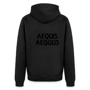 Aequis Aequus - Den Rechten recht - black - Unisex Premium Bio Zip Hoodie - Schwarz - Hinten - Nico (187cm)