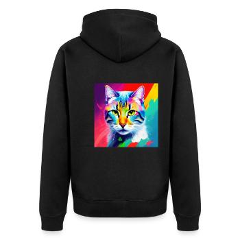 Noble Cat Oil Painting Design Oil Paints Paints Sty - Unisex Premium Organic Zip Hoodie - black - Back - Nico (187cm)
