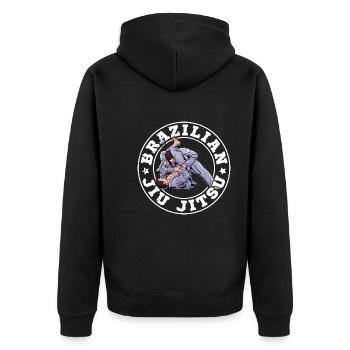 Jiu Jitsu Martial Arts Sport Kämpfer Spruch BJJ - Unisex Premium Bio Zip Hoodie - Schwarz - Hinten - Nico (187cm)