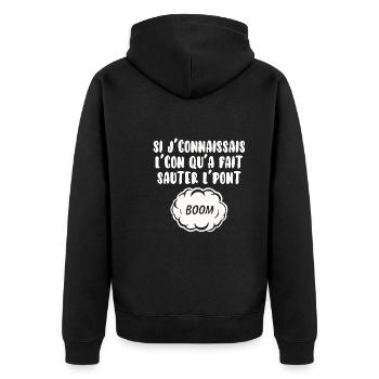 Si j’connais l’con… - Veste à capuche bio Premium Unisexe - noir - Dos - Nico (187cm)