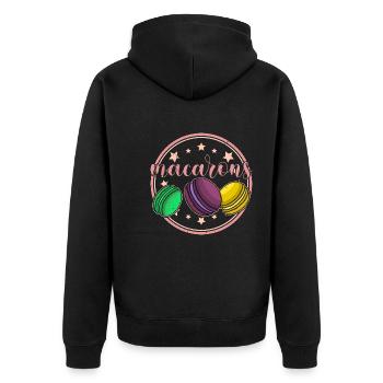 Konditor Kekse Makronen Dessert Italien Spruch - Unisex Premium Bio Zip Hoodie - Schwarz - Hinten - Nico (187cm)