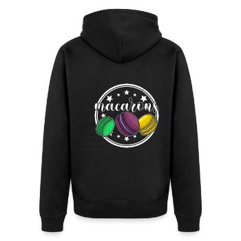 Konditor Kekse Makronen Dessert Italien Spruch - Unisex Premium Bio Zip Hoodie - Schwarz - Hinten - Nico (187cm)