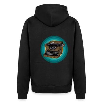 Livre, Machine à écrire, Romain, Classiques, Livres - Veste à capuche bio Premium Unisexe - noir - Dos - Nico (187cm)