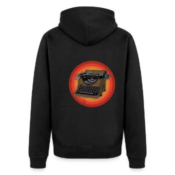 Livre, Machine à écrire, Romain, Classiques, Livres - Veste à capuche bio Premium Unisexe - noir - Dos - Nico (187cm)
