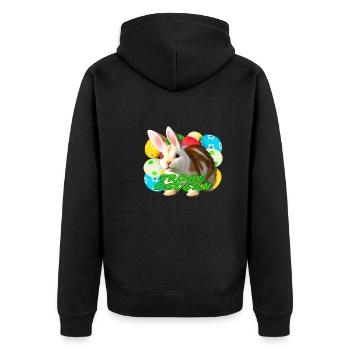Süßer Hase mit Ostereiern für Ostern - Unisex Premium Bio Zip Hoodie - Schwarz - Hinten - Nico (187cm)
