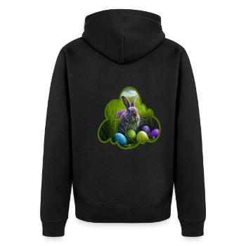 Zum Osterfest Lustiges Osterhasen - Unisex Premium Bio Zip Hoodie - Schwarz - Hinten - Nico (187cm)