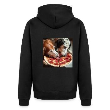 Deux chiens mangeant de la pizza salami - Veste à capuche bio Premium Unisexe - noir - Dos - Nico (187cm)