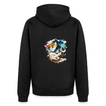 Mount Blanc - Unisex Premium Organic Zip Hoodie - black - Back - Nico (187cm)
