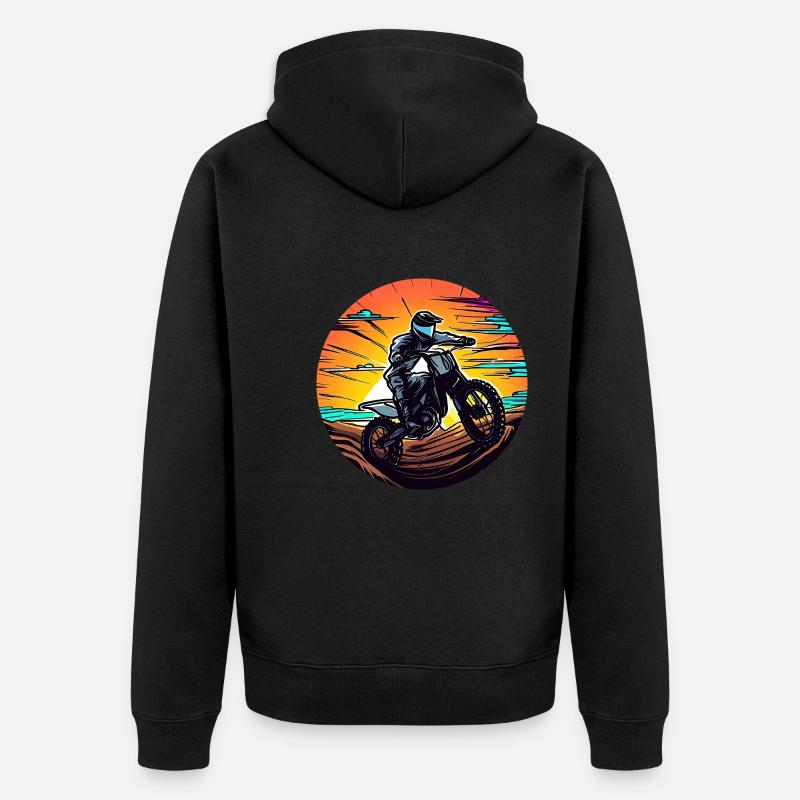 Moto Motocross Sunset - Veste à capuche bio Premium Unisexe - noir