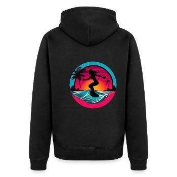 Femmes Surfeur Planche de Surf Surf - Veste à capuche bio Premium Unisexe - noir - Dos - Nico (187cm)