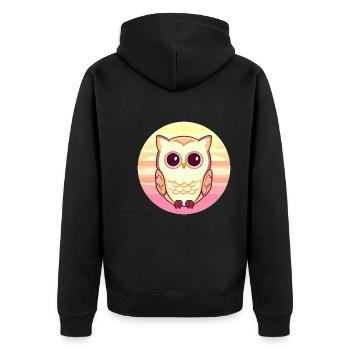 Eule Sunset Design - Unisex Premium Bio Zip Hoodie - Schwarz - Hinten - Nico (187cm)