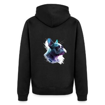 Frenchie French Bulldog Peinture abstraite couleur - Veste à capuche bio Premium Unisexe - noir - Dos - Nico (187cm)