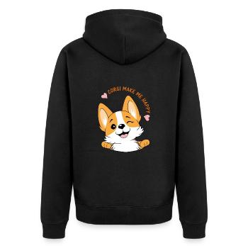 Corgi me rend heureux v2 - Veste à capuche bio Premium Unisexe - noir - Dos - Nico (187cm)