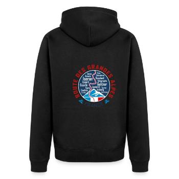 Route des Grandes Alpes V4 - Unisex Premium Bio Zip Hoodie - Schwarz - Hinten - Nico (187cm)