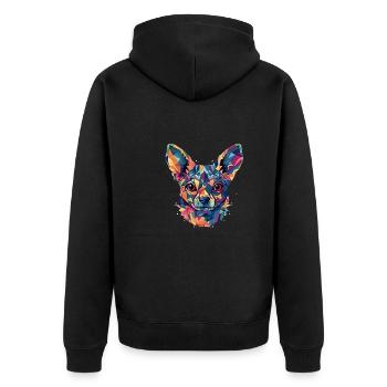 Chihuahua | Mosaik | Geometrisch | Kunst | Hund | - Unisex Premium Bio Zip Hoodie - Schwarz - Hinten - Nico (187cm)
