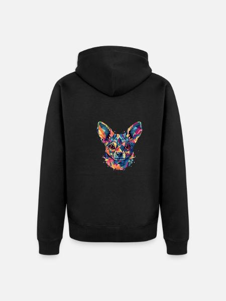 Chihuahua | Mosaic | Geometrical | Art | Dog | - Unisex Premium Organic Zip Hoodie - black