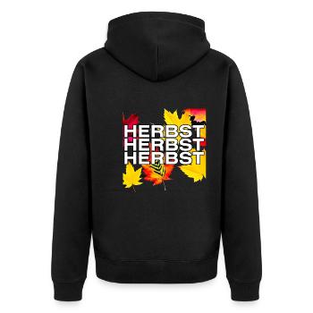 Farbenspiel buntes herbstliches - Unisex Premium Bio Zip Hoodie - Schwarz - Hinten - Nico (187cm)