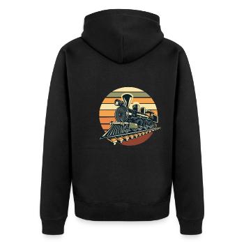 Zug - Unisex Premium Bio Zip Hoodie - Schwarz - Hinten - Nico (187cm)